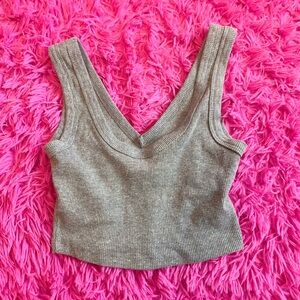 Gray Ribbed Women's Top